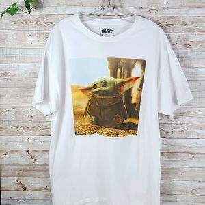 Star Wars, 0312, Men's white Yoda short sleeves T-Shirt, round neck, size L